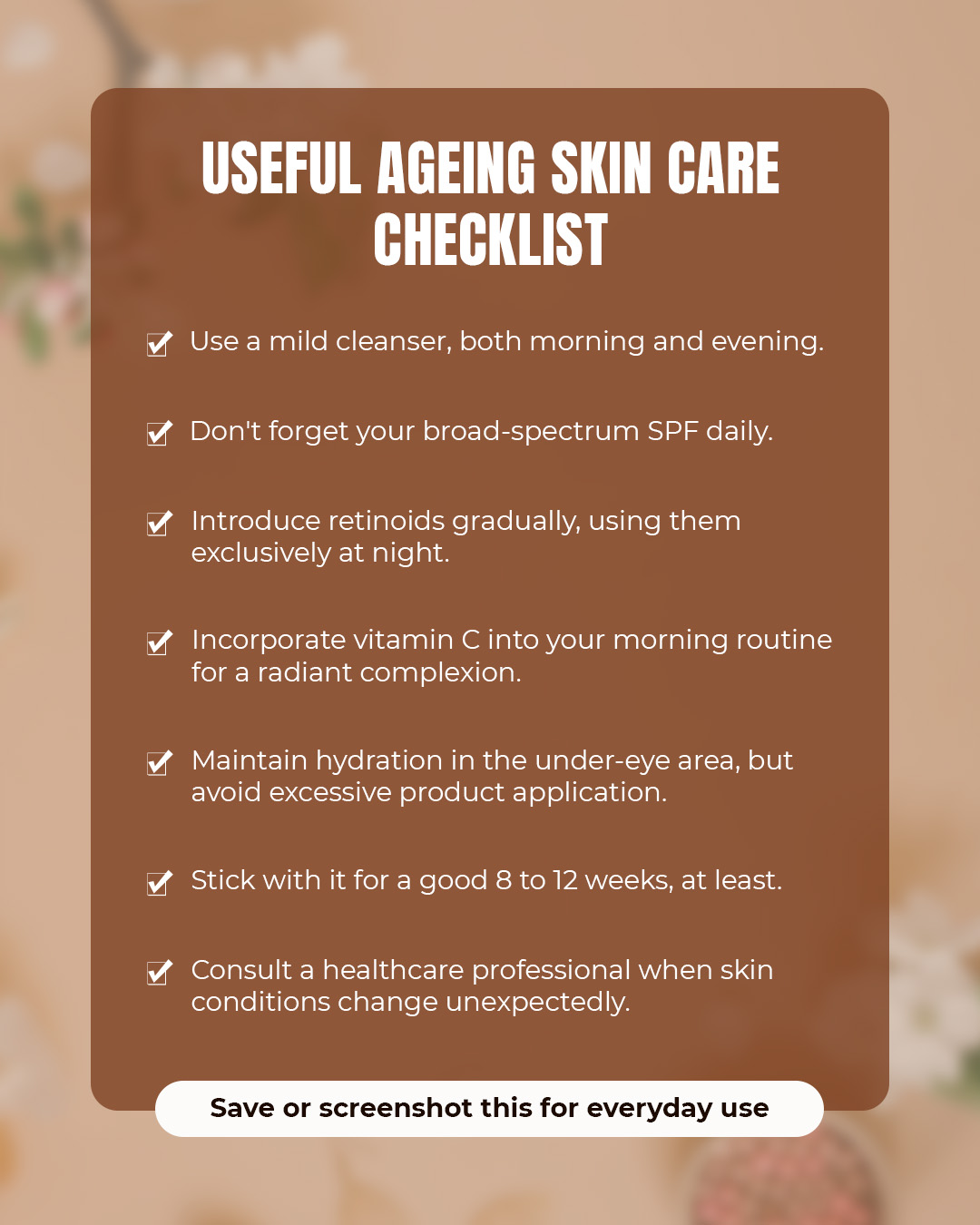 Useful Ageing Skin Care Checklist
