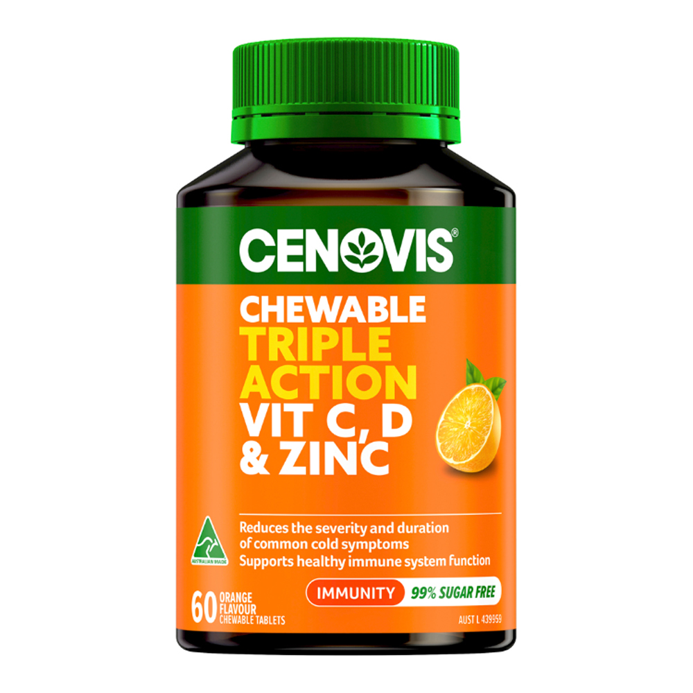Cenovis Chewable Triple Action C D & Zinc 120 Tablets